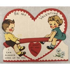 Vtg 30s A-Meri-Card I Won’t Let You Down Be My Valentine Card Valentines Day